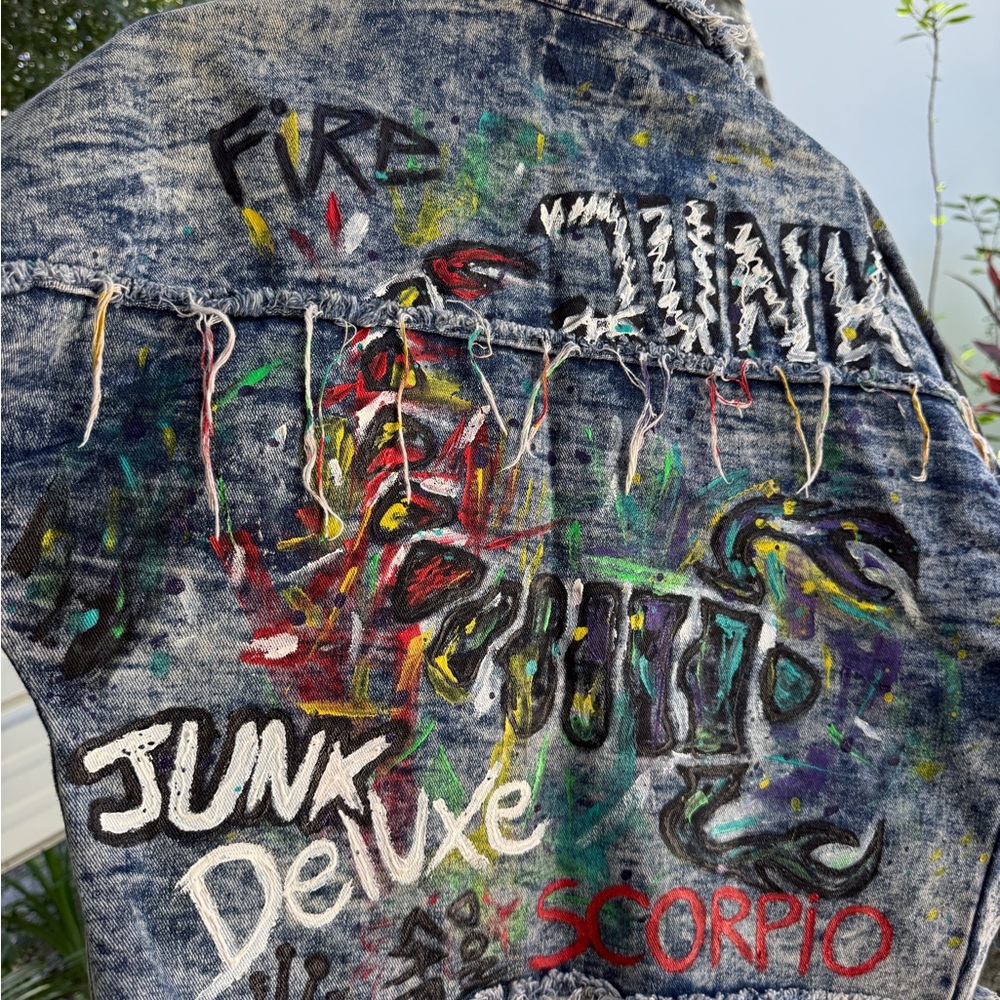 Denim jacket Scorpio hand painted
